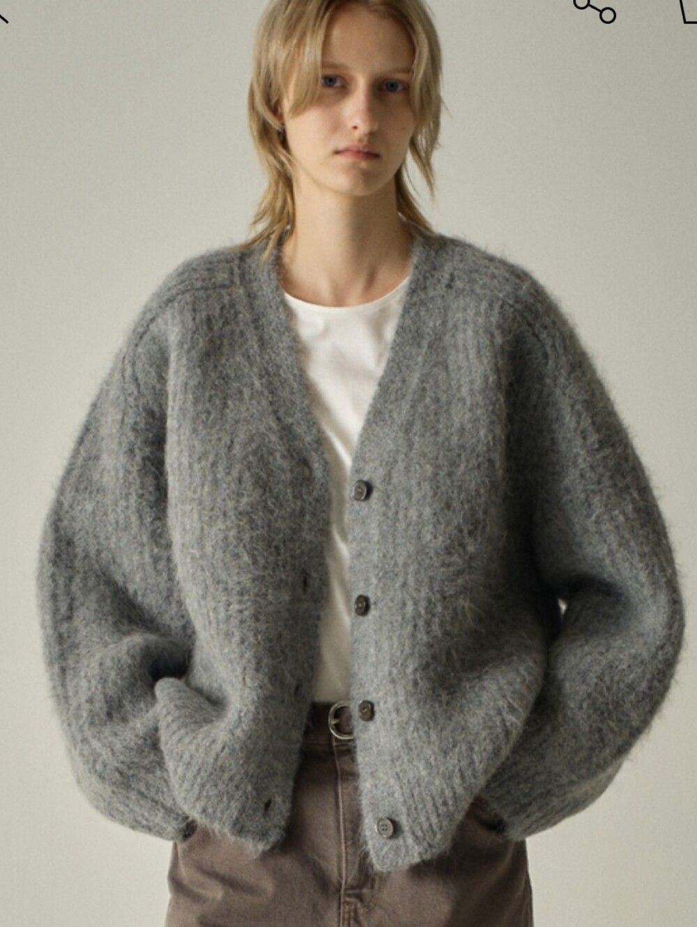 FACADE PATTERN ALPACA CLOUD CARDIGAN IN GREY